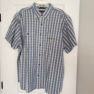 Carhartt Short Sleeve Button Down Blue  Plaid Shirt Men’s XXL